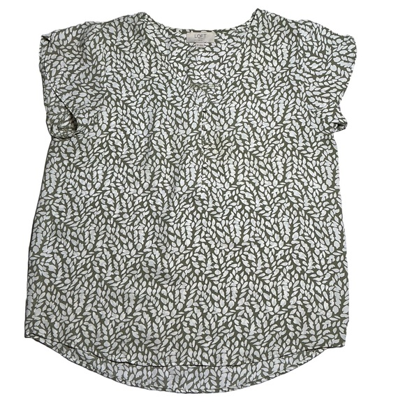 LOFT Tops - LOFT cap sleeve blouse. Green/white. V-neck. Size XSP